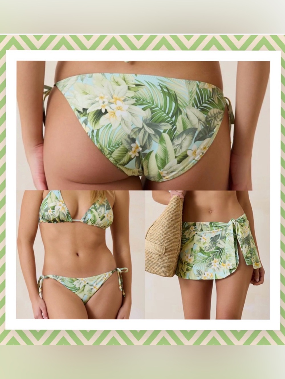 ✨NWOT Tommy Bahama Ladies Size XL 3 piece Set Paradise Fronds Skirted & Bikini✨